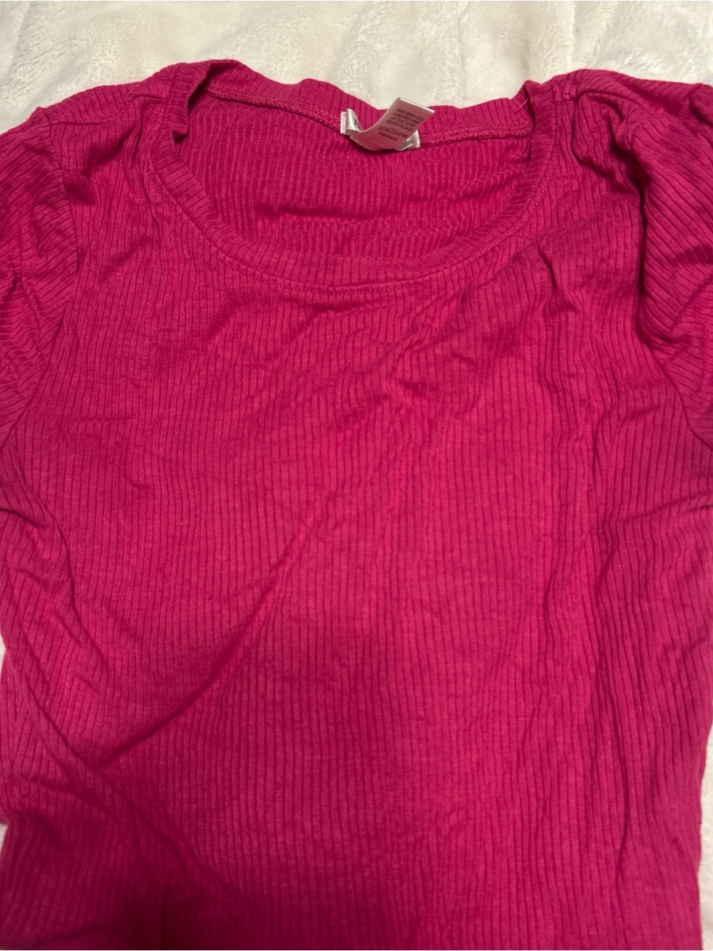 Bozzolo Hot Pink Ribbed Scoop Neck Top